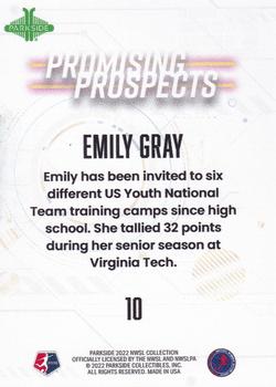 2022 Parkside NWSL - Promising Prospects Purple #10 Emily Gray Back