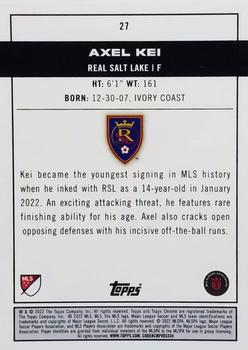 2022 Topps Chrome MLS #27 Axel Kei Back