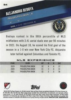2022 Topps Chrome MLS #34 Alejandro Bedoya Back