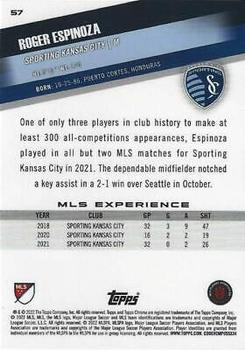 2022 Topps Chrome MLS #57 Roger Espinoza Back