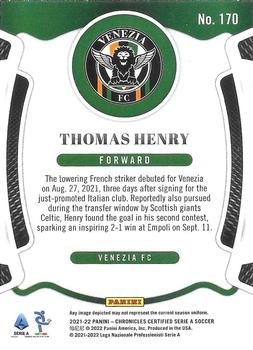 2021-22 Panini Chronicles - Certified Serie A #170 Thomas Henry Back