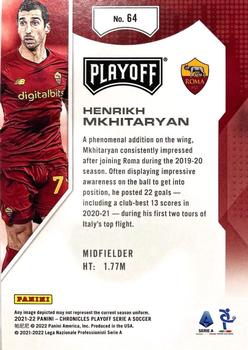 2021-22 Panini Chronicles - Playoff Serie A #64 Henrikh Mkhitaryan Back