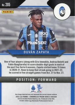 2021-22 Panini Chronicles - Prizm Serie A #205 Duván Zapata Back