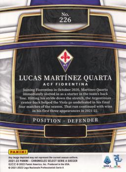 2021-22 Panini Chronicles - Select Serie A #226 Lucas Martínez Quarta Back