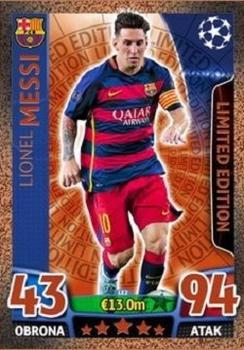 2015-16 Topps Match Attax UEFA Champions League Polish - Limited Edition Bronze #LE2 Lionel Messi Front