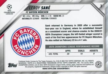 2021-22 Topps Chrome Sapphire Edition UEFA Champions League #3 Leroy Sané Back