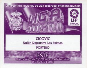 2000-01 Liga 2000-2001 Colecciones Este #157 Cicovic Back
