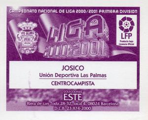 2000-01 Liga 2000-2001 Colecciones Este #171 Josico Back