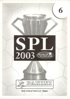 2002-03 Panini Scottish Premier League #6 Team photo1 Back