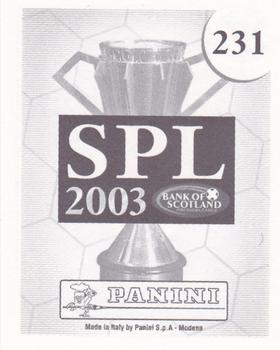 2002-03 Panini Scottish Premier League #231 Tom McManus Back