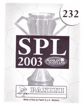 2002-03 Panini Scottish Premier League #232 Garry O'Connor Back