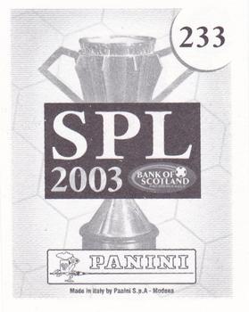 2002-03 Panini Scottish Premier League #233 Mixu Paatelainen Back