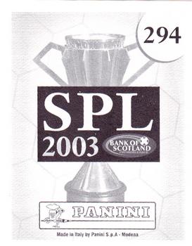 2002-03 Panini Scottish Premier League #294 Stuart Lovell Back