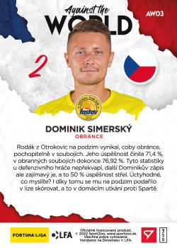 2021-22 SportZoo Fortuna:Liga - Against the World #AW03 Dominik Simersky Back