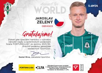 2021-22 SportZoo Fortuna:Liga - Against the World Auto Flag #S-AW05 Jaroslav Zeleny Back