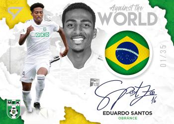 2021-22 SportZoo Fortuna:Liga - Against the World Auto Flag #S-AW23 Eduardo Santos Front