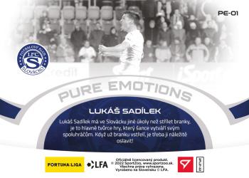 2021-22 SportZoo Fortuna:Liga - Pure Emotions #PE-01 Lukas Sadilek Back