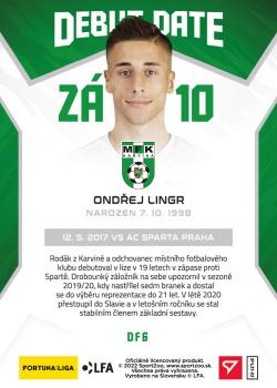 2021-22 SportZoo Fortuna:Liga - Debut Date Flashback #DF6 Ondrej Lingr Back