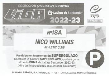 2022-23 Panini LaLiga Santander Este Stickers #18A Nico Williams Back