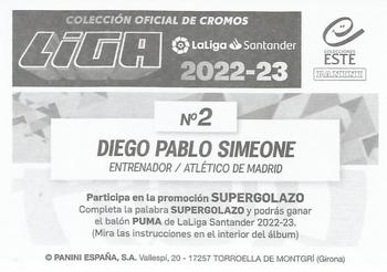 2022-23 Panini LaLiga Santander Este Stickers #2 Diego Pablo Simeone Back