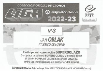 2022-23 Panini LaLiga Santander Este Stickers #3 Jan Oblak Back