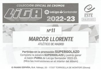2022-23 Panini LaLiga Santander Este Stickers #11 Marcos Llorente Back