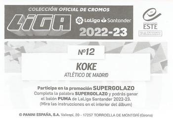2022-23 Panini LaLiga Santander Este Stickers #12 Koke Back