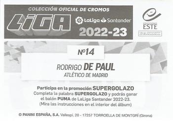 2022-23 Panini LaLiga Santander Este Stickers #14 Rodrigo De Paul Back