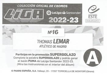2022-23 Panini LaLiga Santander Este Stickers #16 Thomas Lemar Back