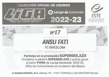 2022-23 Panini LaLiga Santander Este Stickers #17 Ansu Fati Back