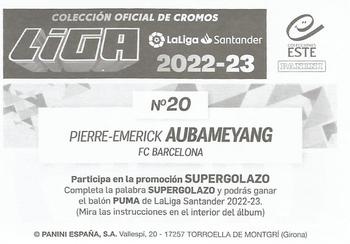 2022-23 Panini LaLiga Santander Este Stickers #20 Pierre-Emerick Aubameyang Back
