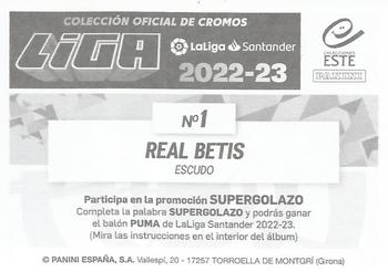 2022-23 Panini LaLiga Santander Este Stickers #1 Real Betis Back