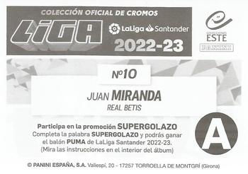 2022-23 Panini LaLiga Santander Este Stickers #10 Juan Miranda Back