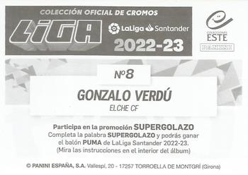 2022-23 Panini LaLiga Santander Este Stickers #8 Gonzalo Verdú Back