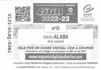 2022-23 Panini LaLiga Santander Este Stickers #6 David Alaba Back
