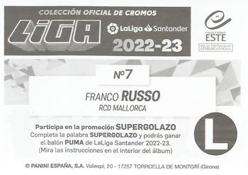 2022-23 Panini LaLiga Santander Este Stickers #7 Franco Russo Back
