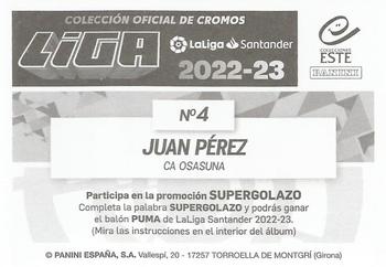2022-23 Panini LaLiga Santander Este Stickers #4 Juan Pérez Back
