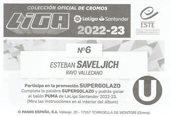 2022-23 Panini LaLiga Santander Este Stickers #6 Esteban Saveljich Back