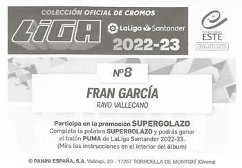 2022-23 Panini LaLiga Santander Este Stickers #8 Fran García Back