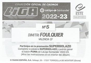 2022-23 Panini LaLiga Santander Este Stickers #5 Dimitri Foulquier Back