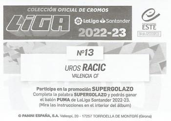 2022-23 Panini LaLiga Santander Este Stickers #13 Uros Racic Back