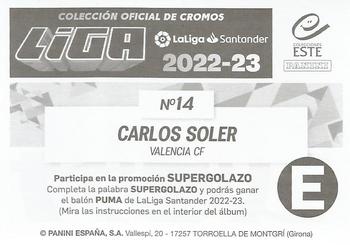 2022-23 Panini LaLiga Santander Este Stickers #14 Carlos Soler Back