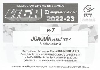 2022-23 Panini LaLiga Santander Este Stickers #7 Joaquin Fernandez Back