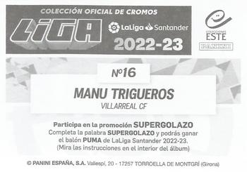 2022-23 Panini LaLiga Santander Este Stickers #16 Manu Trigueros Back