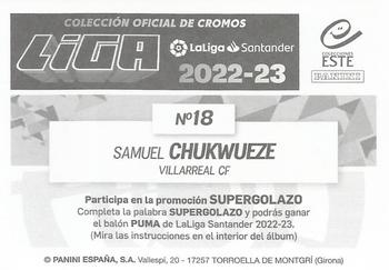 2022-23 Panini LaLiga Santander Este Stickers #18 Samuel Chukwueze Back