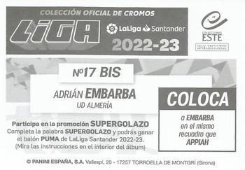 2022-23 Panini LaLiga Santander Este Stickers #17BIS Adrian Embarba Back