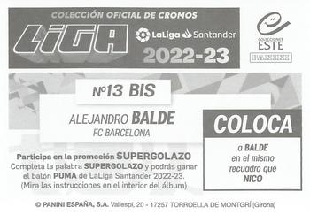 2022-23 Panini LaLiga Santander Este Stickers #13BIS Alejandro Balde Back