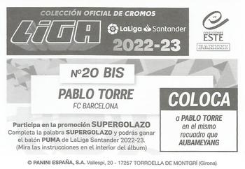 2022-23 Panini LaLiga Santander Este Stickers #20BIS Pablo Torre Back