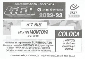 2022-23 Panini LaLiga Santander Este Stickers #7BIS Martin Montoya Back