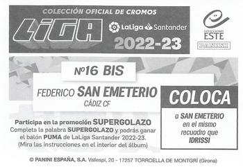 2022-23 Panini LaLiga Santander Este Stickers #16BIS Federico San Emeterio Back